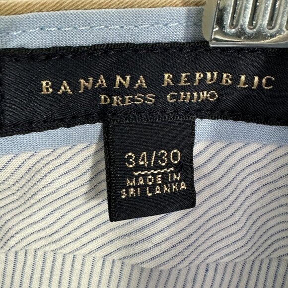 Banana Republic Pants Mens 34 Dress Chino Tan Cotton Straight Leg  Pockets - Picture 7 of 8